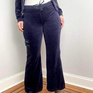 Y2K Navy Blue Velour Sweatpants